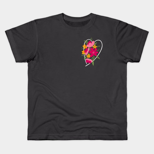 Heart Bouquet of Flowers Kids T-Shirt by B*Shoppe
